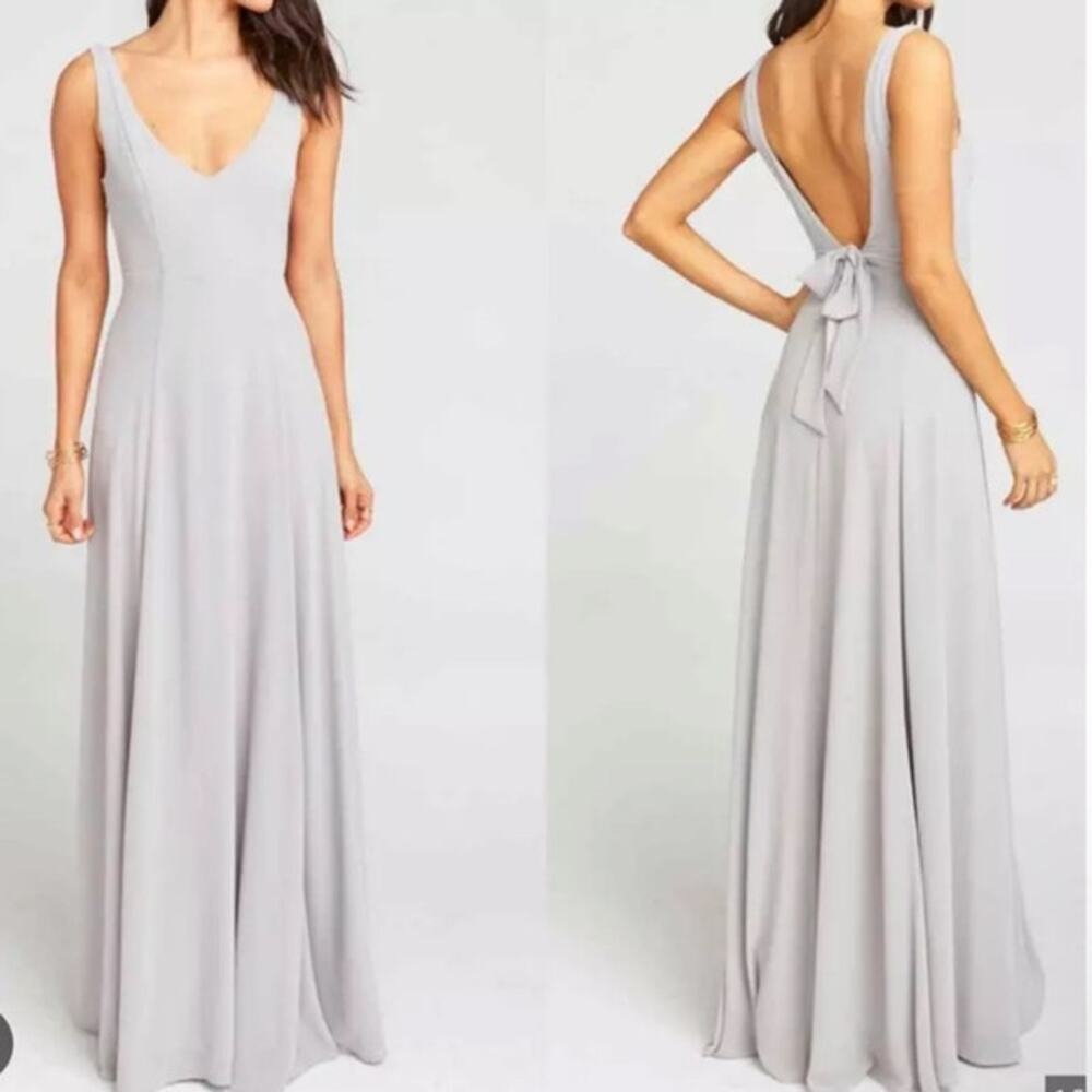 Show Me Your Mumu Jenn Grey Chiffon Maxi Dress